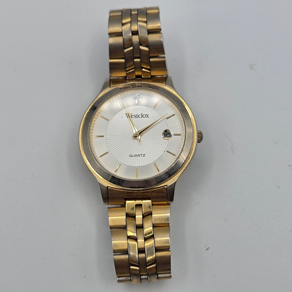 Westclox Mens Watch LTX 254 Two Tone Gold Silver Quartz Date Untested